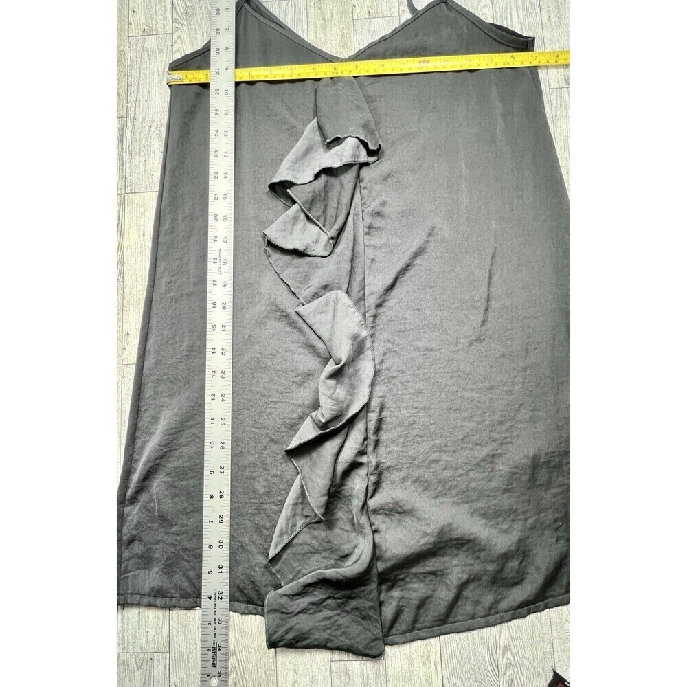ZARA SLIP RUFFLE EFFECT SEXY MINI DRESS MED COMFY SOFT DARK GRAY FAIRY GRUNGE - Picture 10 of 12